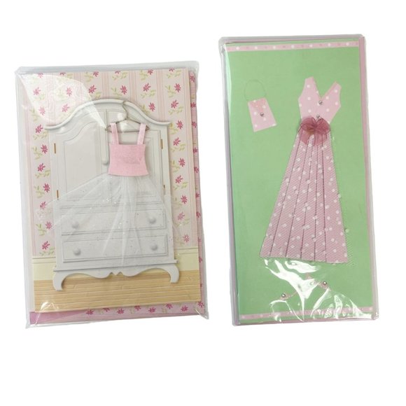 Lot of 4 Blank Cards Birthday Fashion Theme 3-D Paper Magic Group Hallmark - Picture 4 of 5